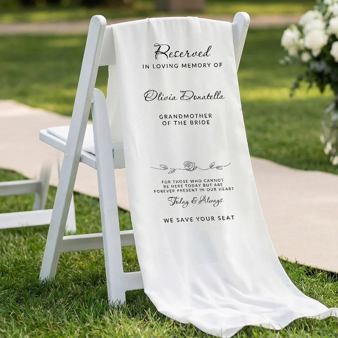 Reserved Memorial Chair Sign Personalized In Loving Memory Wedding Chair Sign Custom Name Linen Decor, gentle memorial kee...
