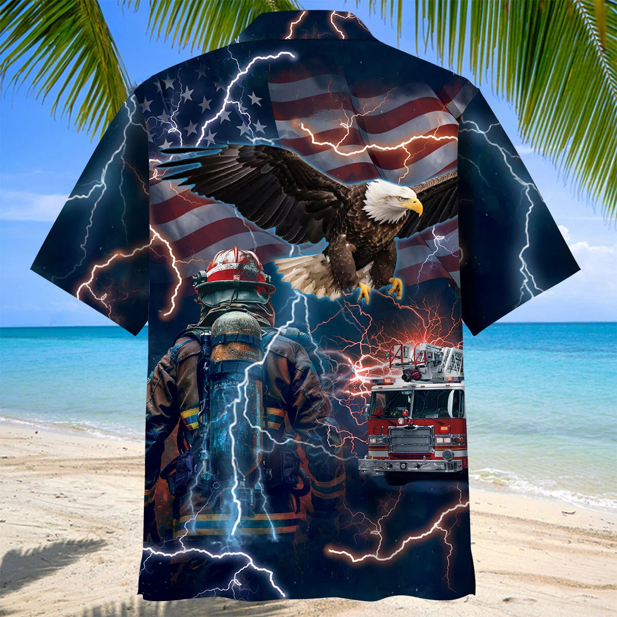 Respect a Firefighter Hawaiian Shirt, custom shirt gift for men (view 3)