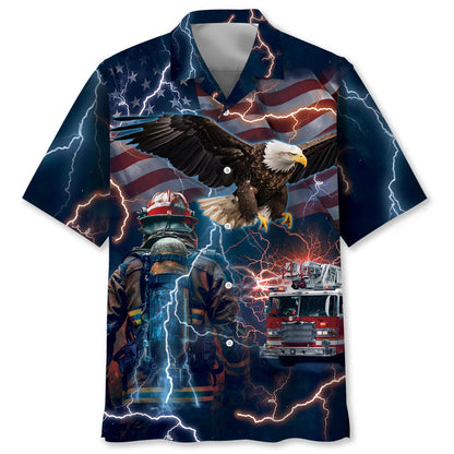 Respect a Firefighter Hawaiian Shirt, custom shirt gift for men (view 4)