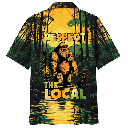 Respect the Local Bigfoot Hawaiian Shirt, custom shirt gift for men (view 2)