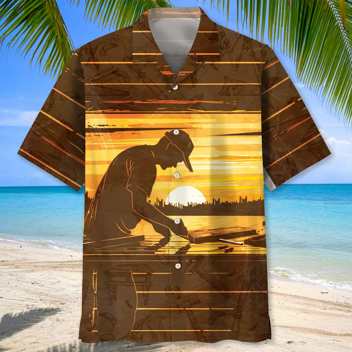 Retired Carpenter Hawaiian Shirt, custom shirt gift for men (view 2)