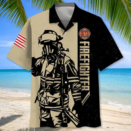 Retired Firefighter Dad Grandpa Hawaiian Shirt, custom shirt gift for men