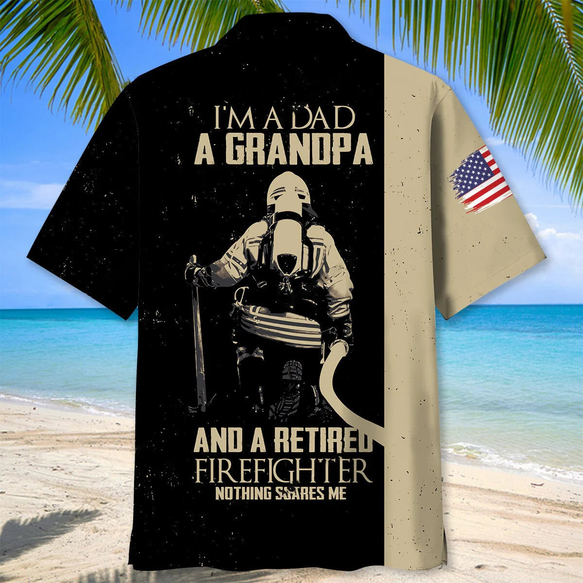 Retired Firefighter Dad Grandpa Hawaiian Shirt, custom shirt gift for men (view 3)