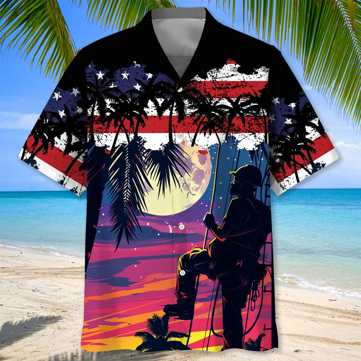 Retired Lineman Hawaiian Shirt, custom shirt gift for men (view 2)
