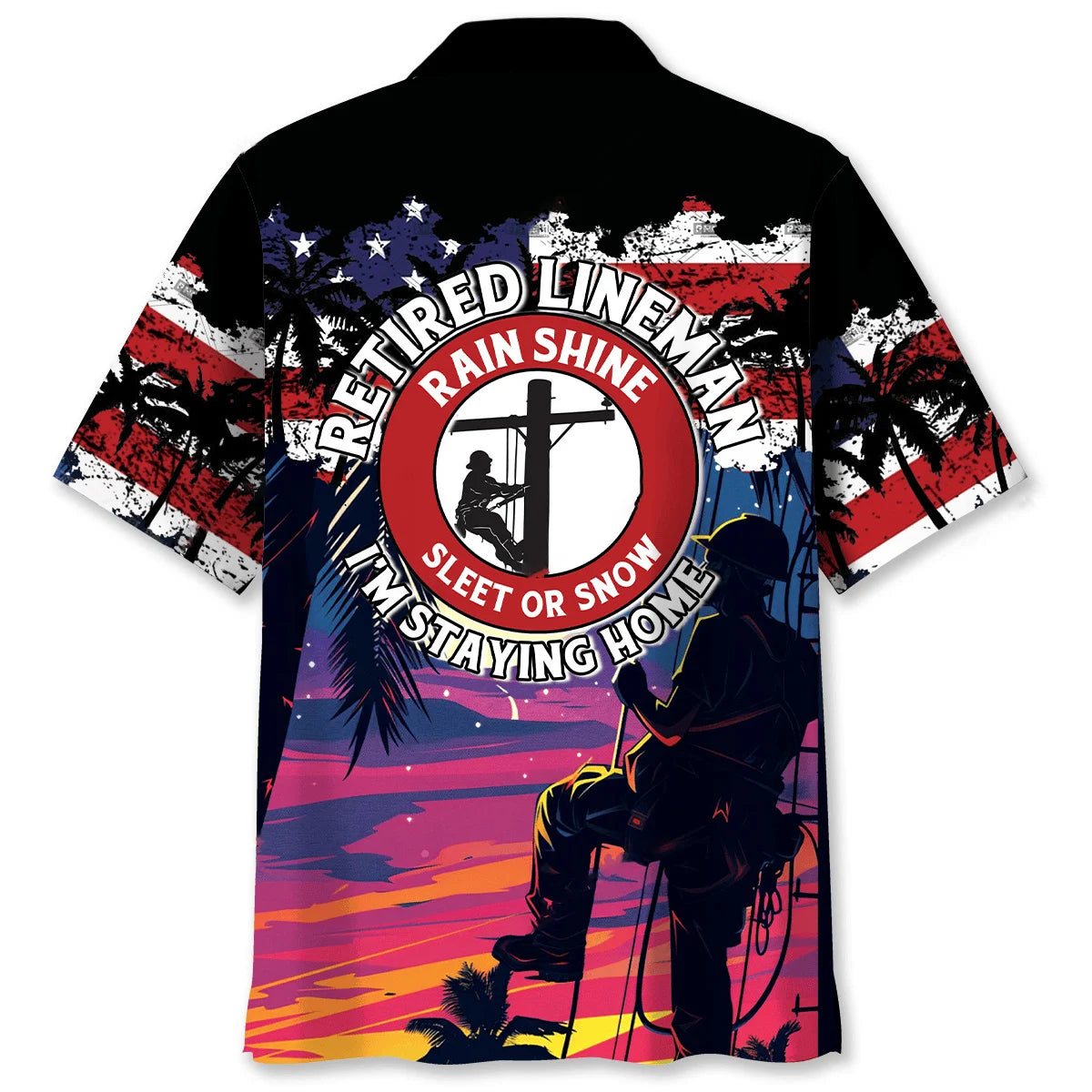 Retired Lineman Hawaiian Shirt, custom shirt gift for men (view 3)