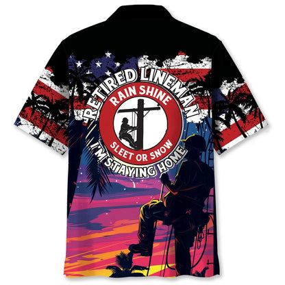 Retired Lineman Hawaiian Shirt, custom shirt gift for men (view 3)