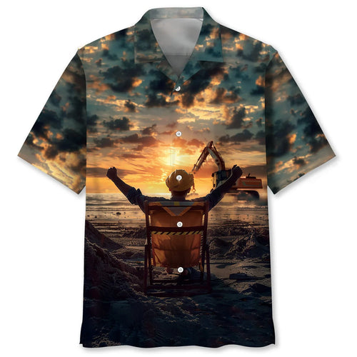 Retired Operator Excavator Hawaiian Shirt, custom shirt gift for men