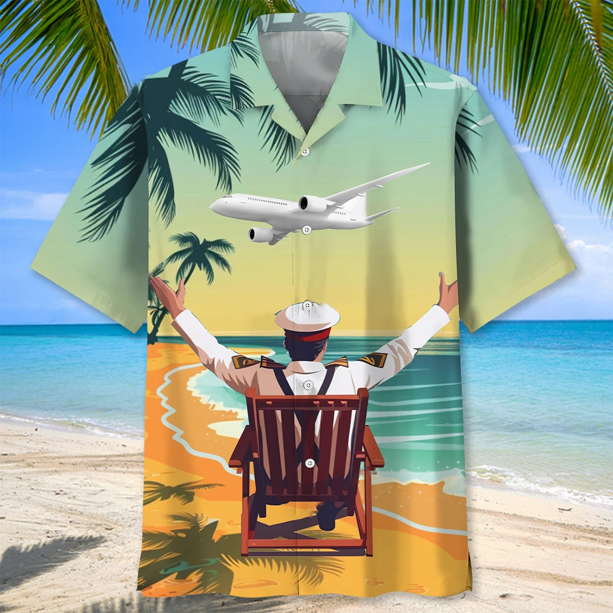 Retired Pilot Captain Hawaiian Shirt, custom shirt gift for men (view 2)