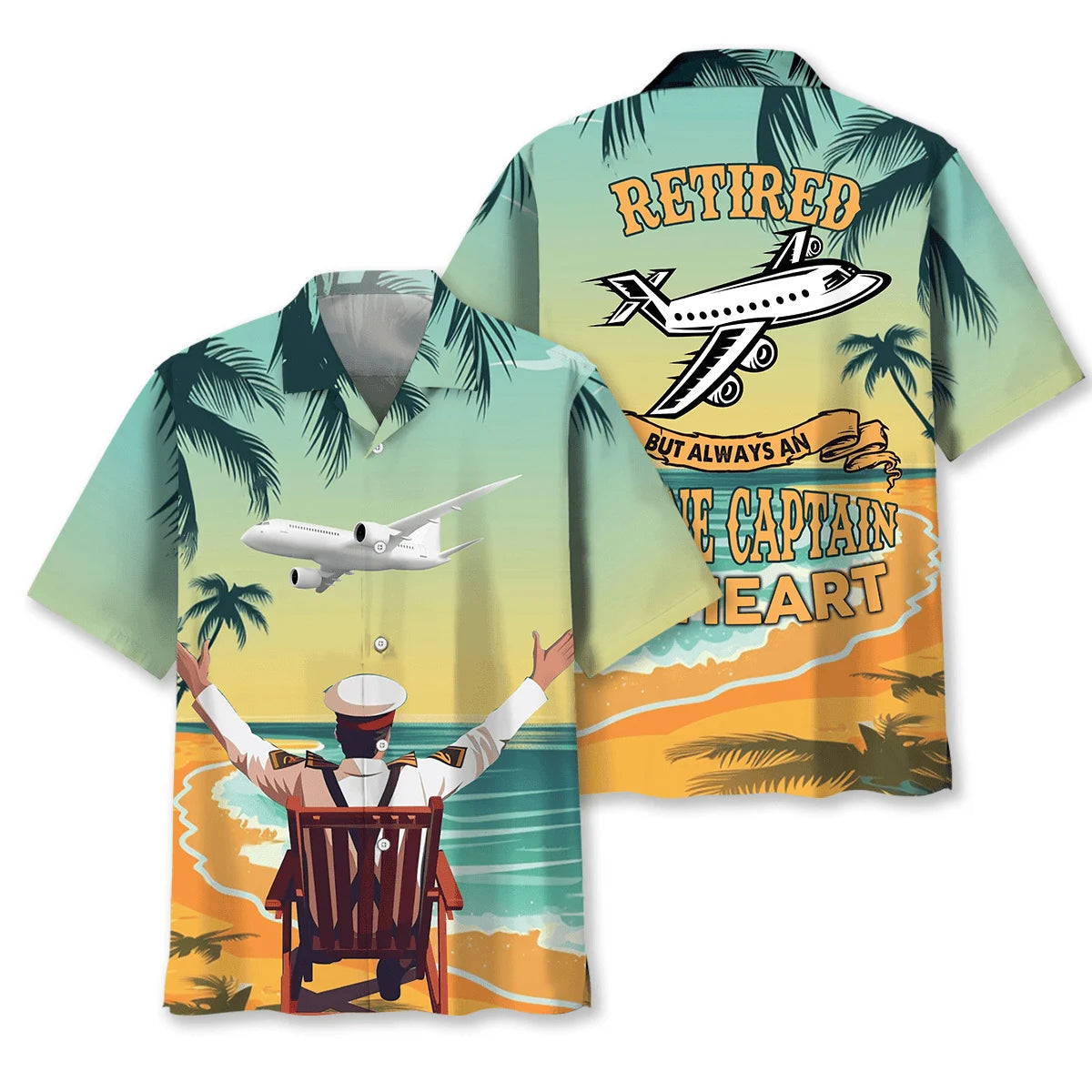 Retired Pilot Captain Hawaiian Shirt, custom shirt gift for men (view 4)