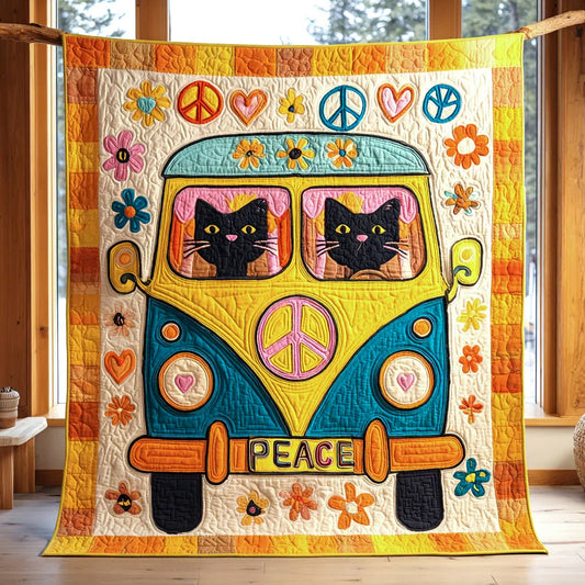 Retro Cat Journey Quilt Blanket