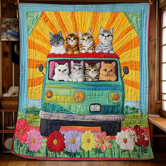 Retro Cats Quilt Blanket