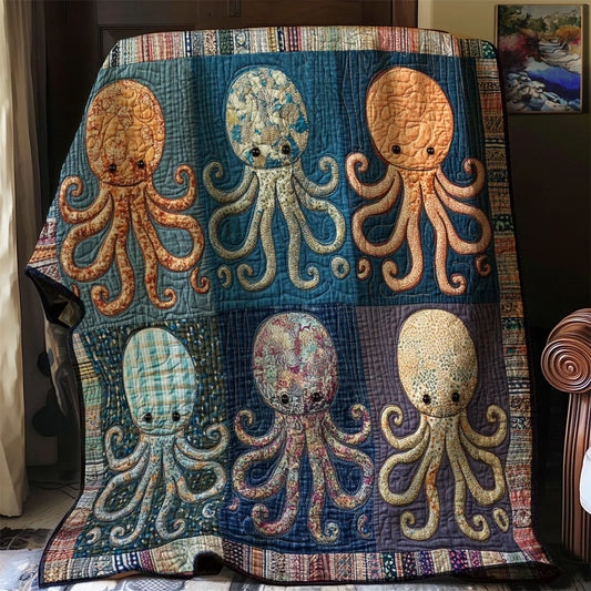 Retro Patchwork Octopus Quilt Blanket
