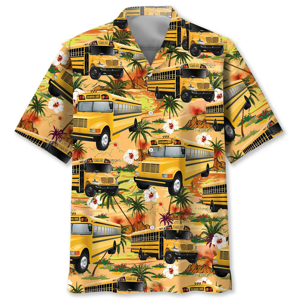 Retro Beach School Bus Hawaiian Shirt, custom shirt gift for men (view 2)