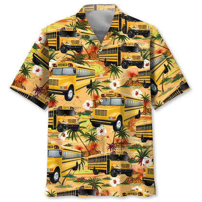 Retro Beach School Bus Hawaiian Shirt, custom shirt gift for men (view 2)