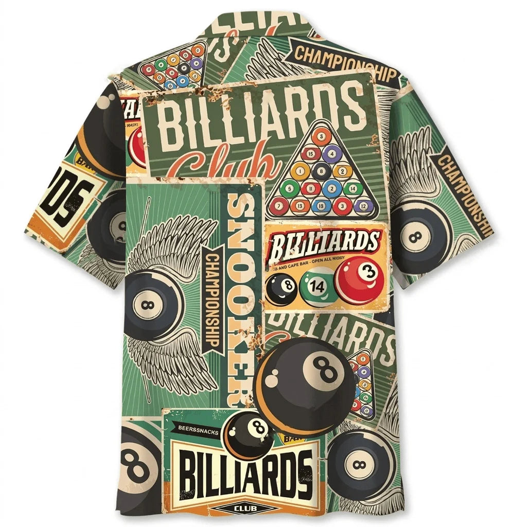Retro Billiard Hawaiian Shirt, custom shirt gift for men (view 3)