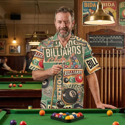 Retro Billiard Hawaiian Shirt, custom shirt gift for men (view 4)