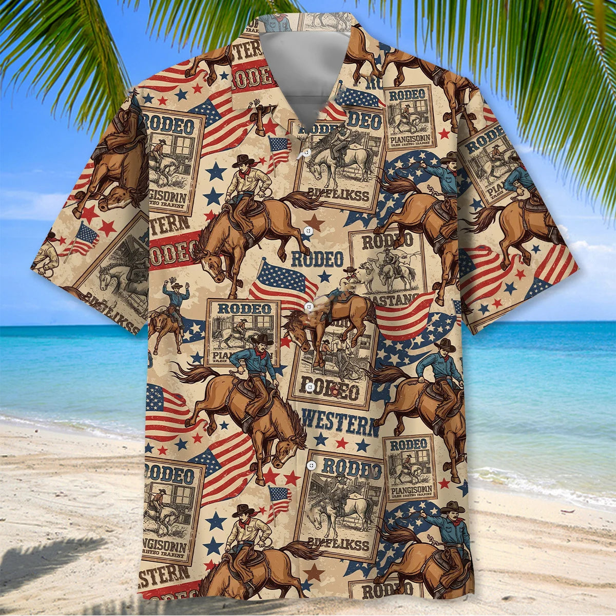 Retro Bronc Rodeo Hawaiian Shirt, custom shirt gift for men