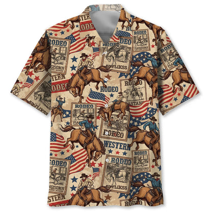 Retro Bronc Rodeo Hawaiian Shirt, custom shirt gift for men (view 2)