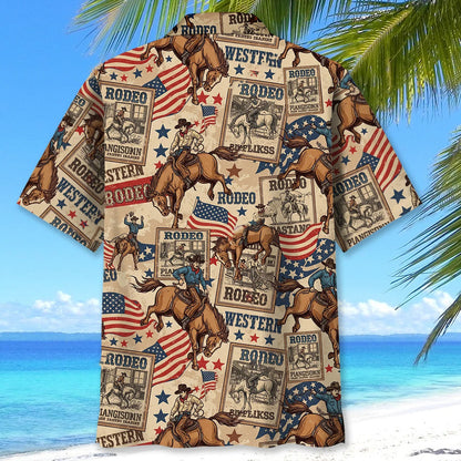 Retro Bronc Rodeo Hawaiian Shirt, custom shirt gift for men (view 4)