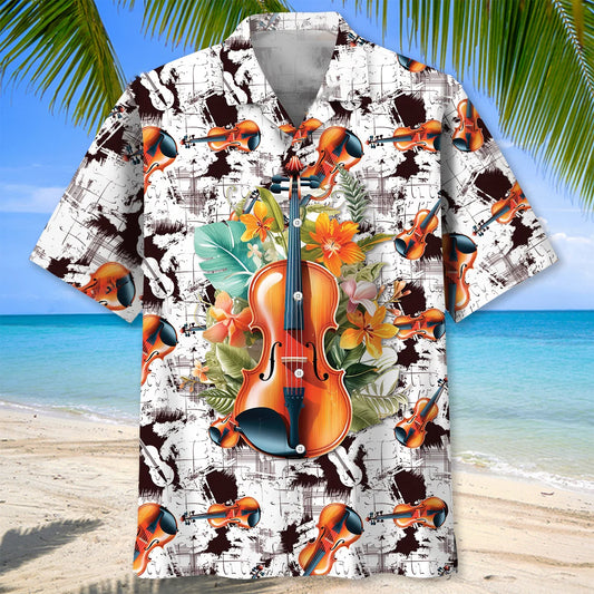 Retro Colorful Violin Hawaiian Shirt, custom shirt gift for men
