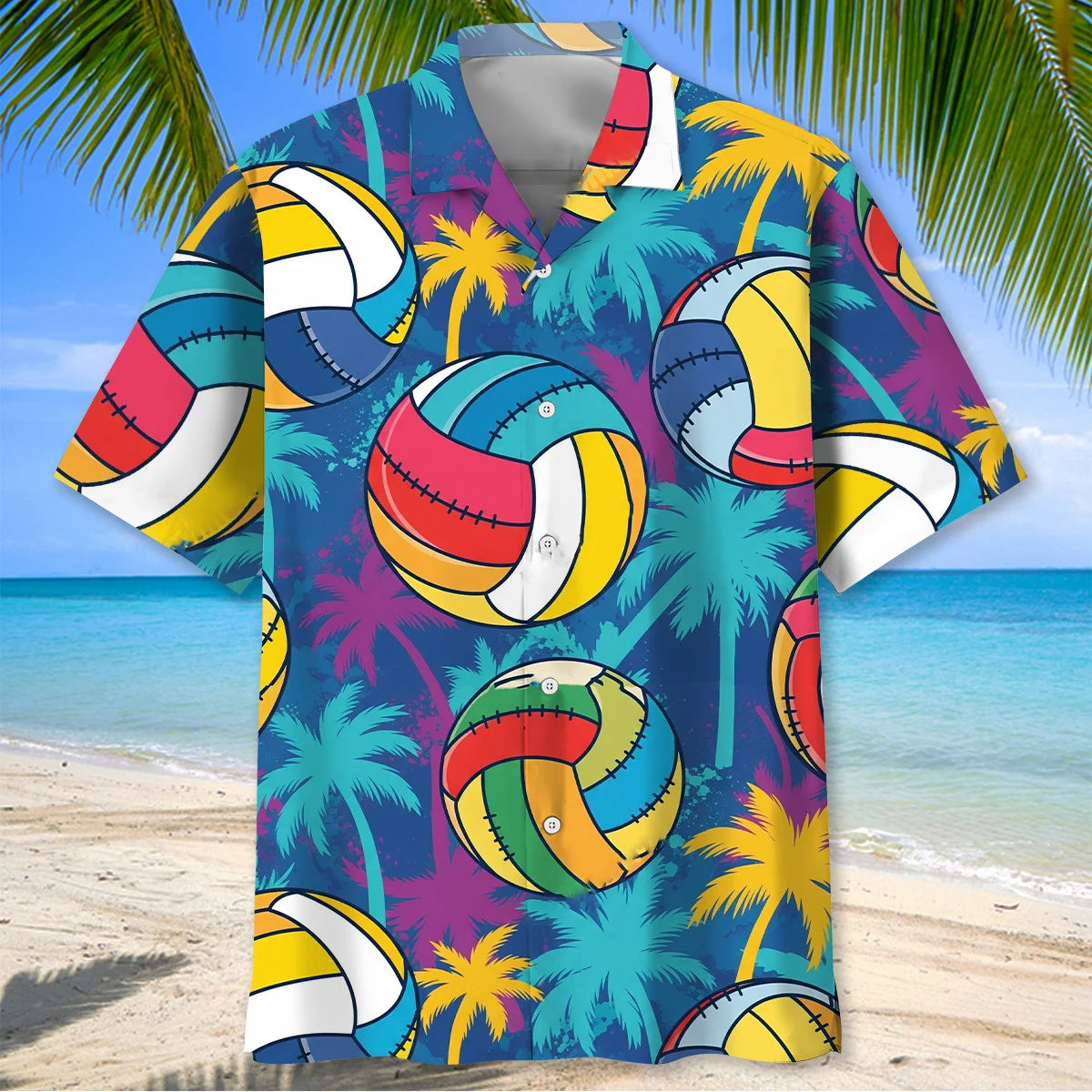 Retro Colorful Volleyball Hawaiian Shirt, custom shirt gift for men