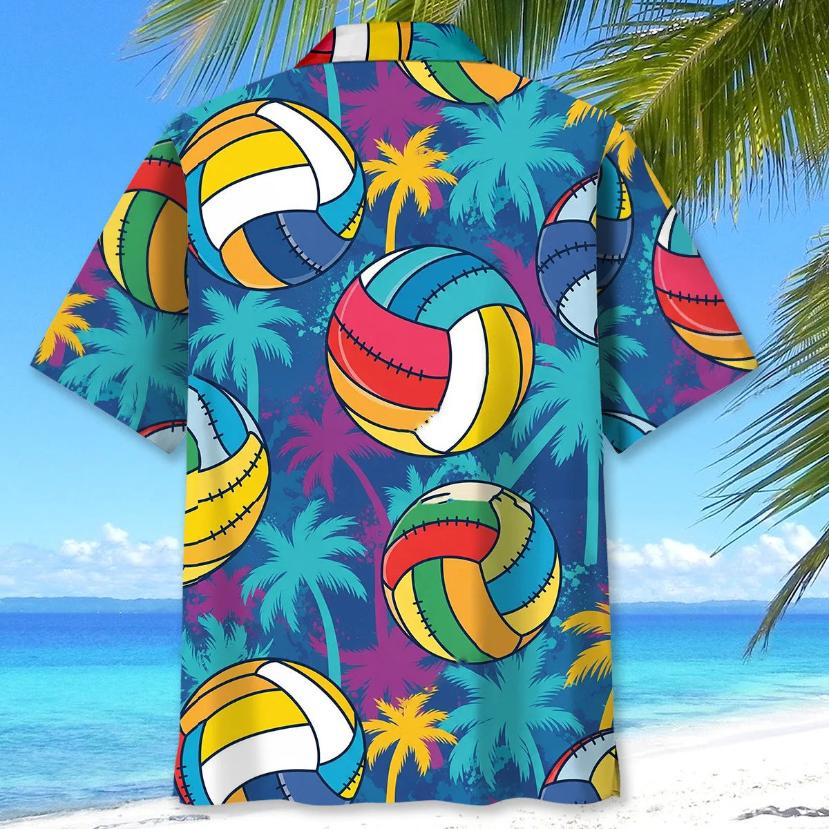 Retro Colorful Volleyball Hawaiian Shirt, custom shirt gift for men (view 4)