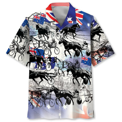 Retro Horse Harness Racing Hawaiian Shirt, custom shirt gift for men (view 4)