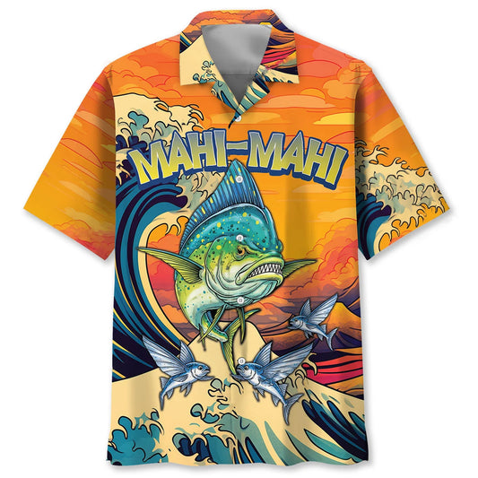 Retro Mahi Mahi Scary Hawaiian Shirt, custom shirt gift for men