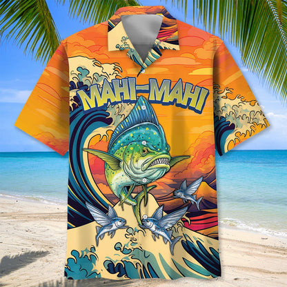 Retro Mahi Mahi Scary Hawaiian Shirt, custom shirt gift for men (view 2)
