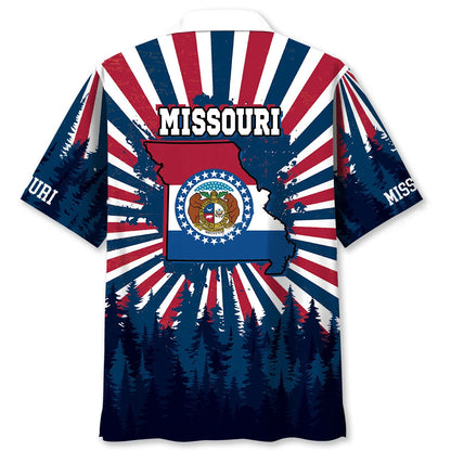 Retro Missouri Hawaiian Shirt, custom shirt gift for men (view 2)