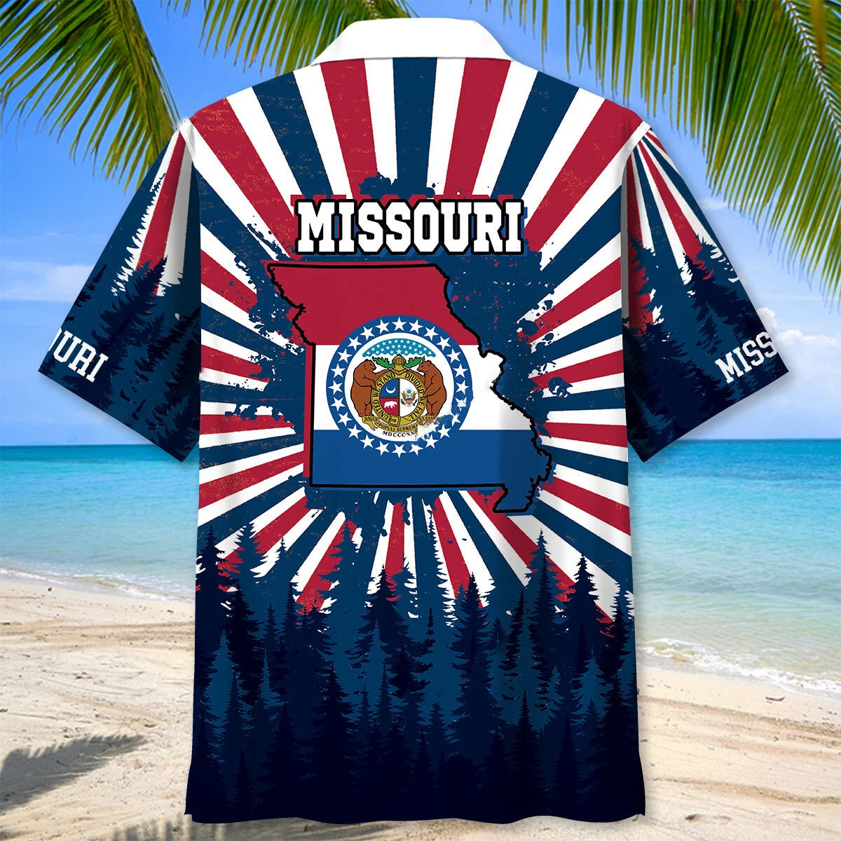 Retro Missouri Hawaiian Shirt, custom shirt gift for men (view 3)
