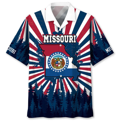 Retro Missouri Hawaiian Shirt, custom shirt gift for men (view 4)