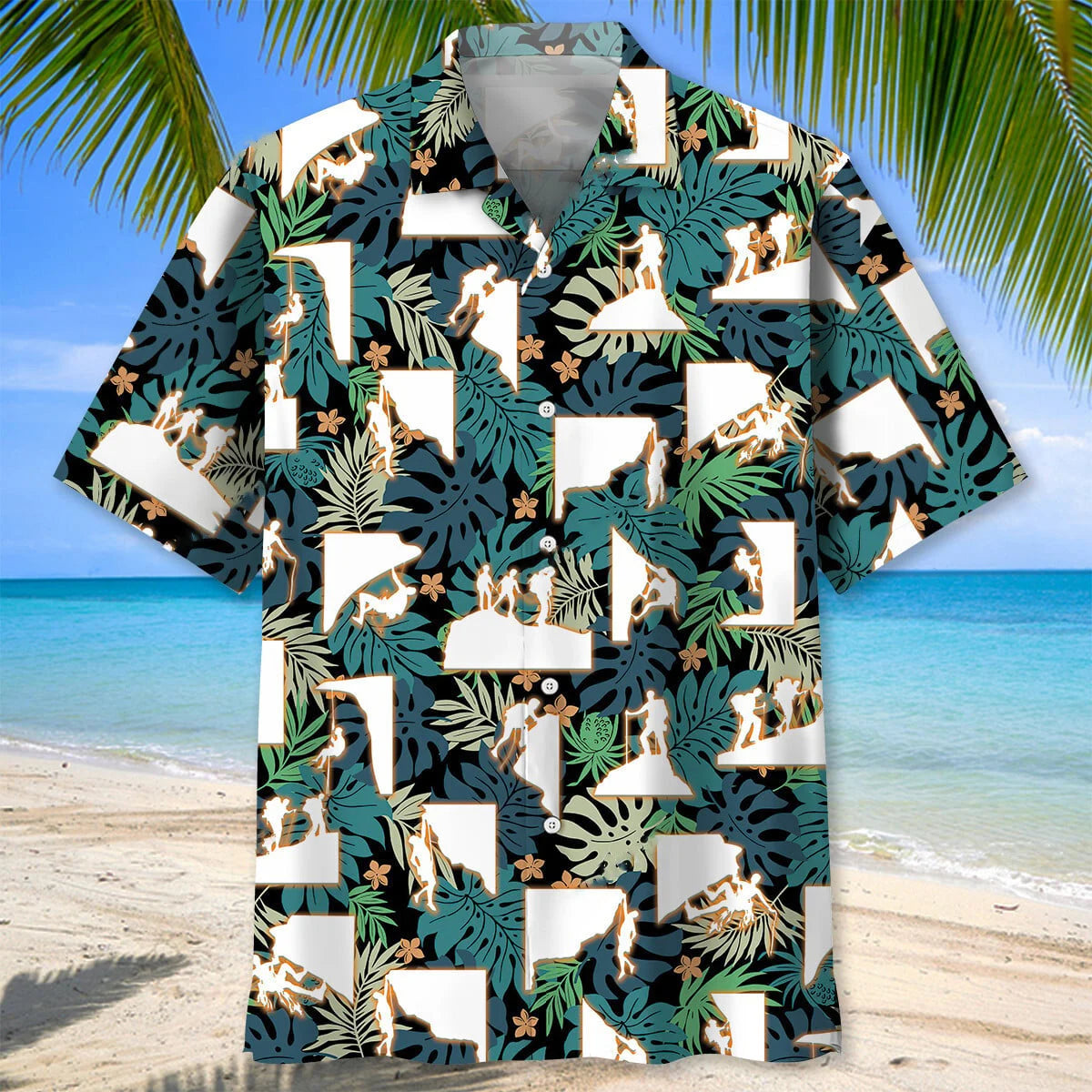 Retro Mountain Climbing Hawaiian Shirt, custom shirt gift for men (view 2)