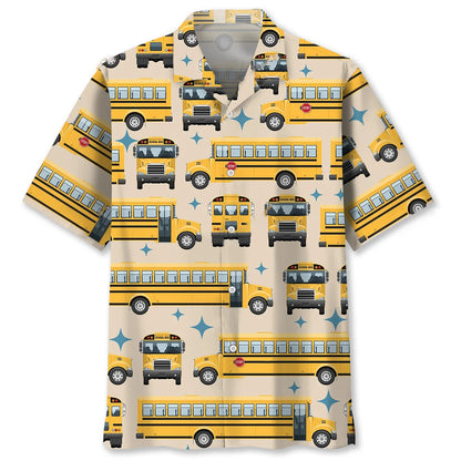 Retro School Bus Hawaiian Shirt, custom shirt gift for men