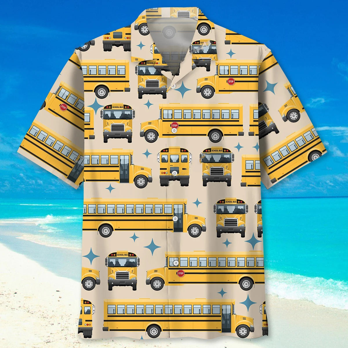 Retro School Bus Hawaiian Shirt, custom shirt gift for men (view 3)