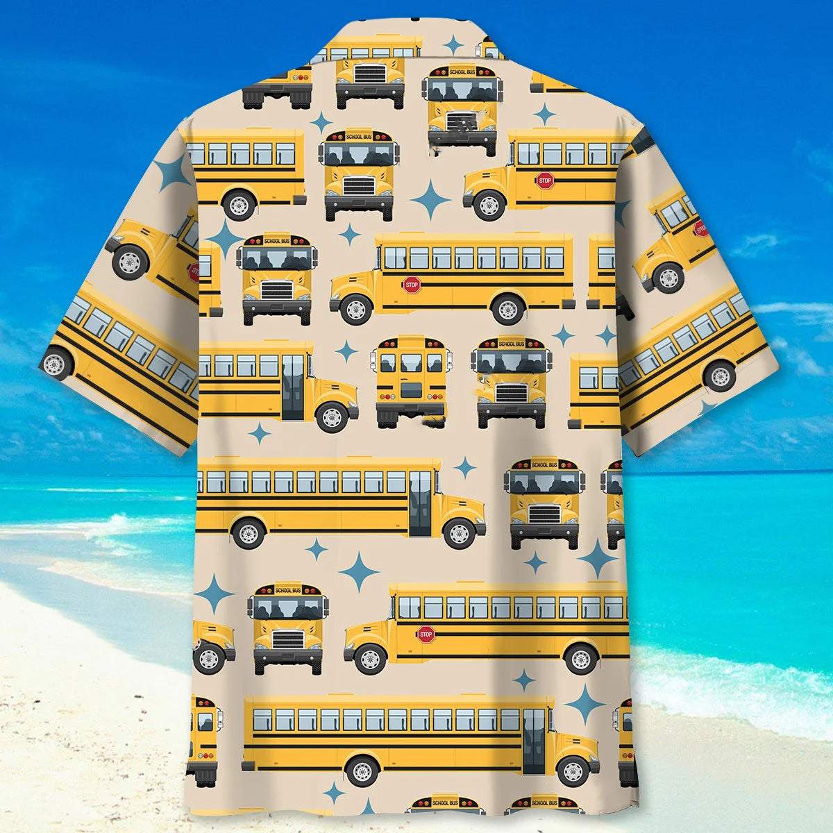 Retro School Bus Hawaiian Shirt, custom shirt gift for men (view 4)