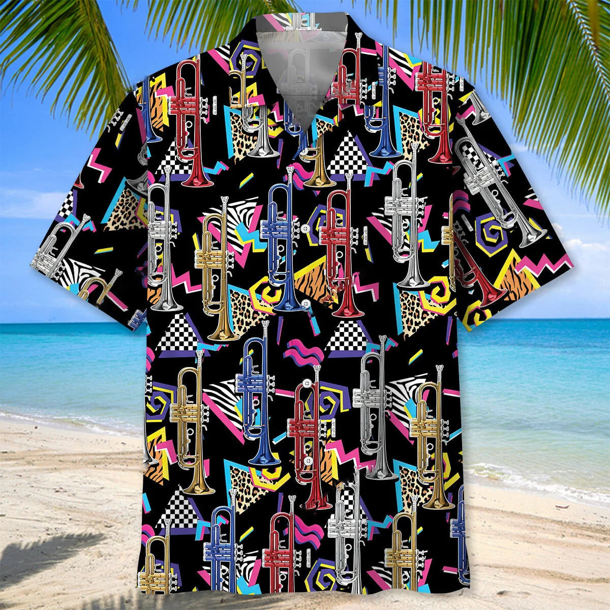 Retro Trumpet Hawaiian Shirt, custom shirt gift for men
