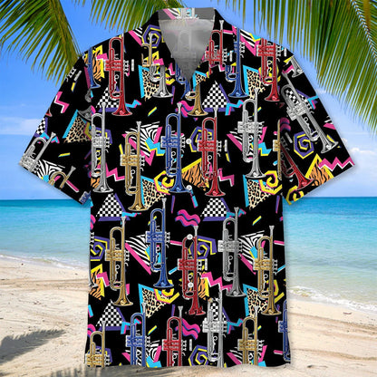 Retro Trumpet Hawaiian Shirt, custom shirt gift for men