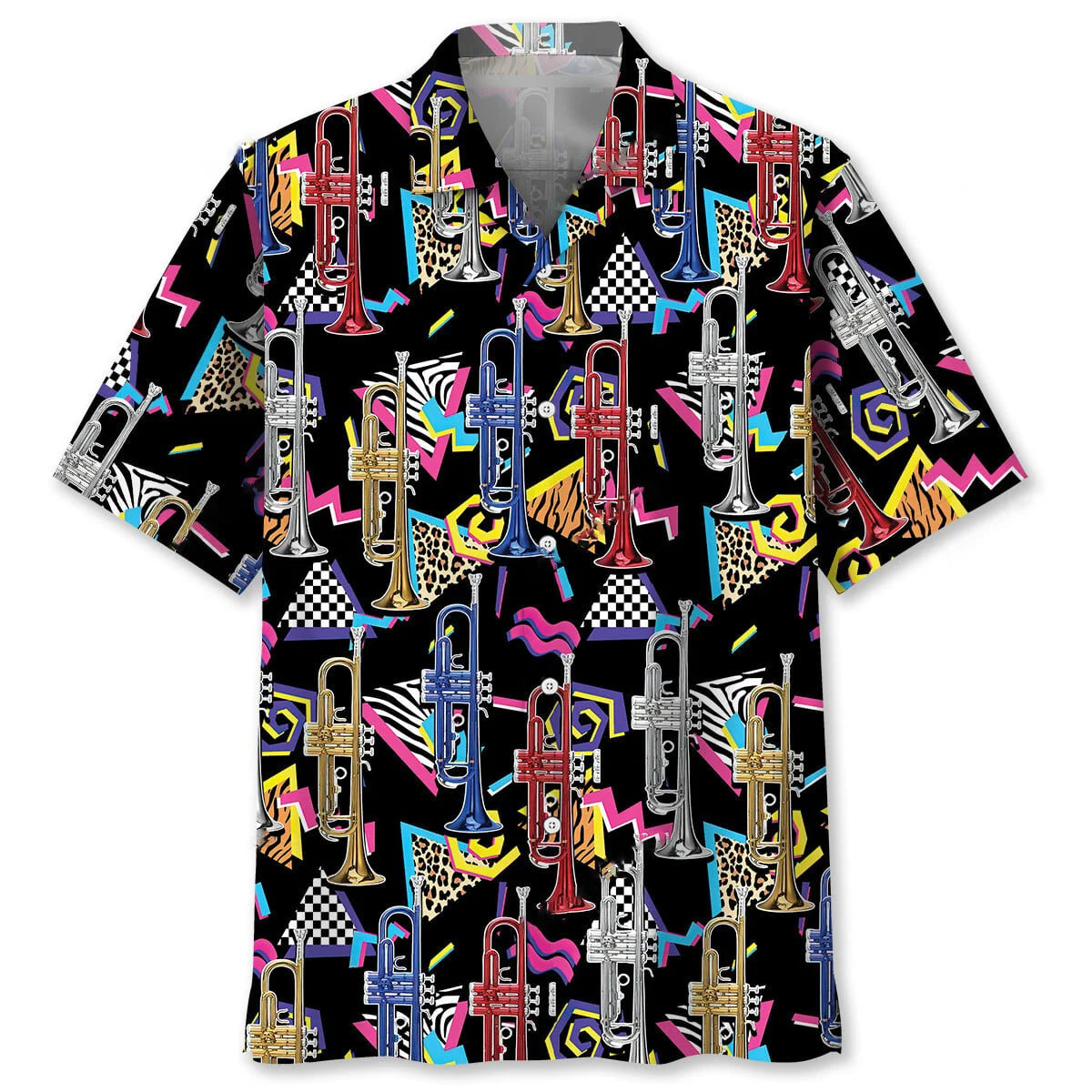 Retro Trumpet Hawaiian Shirt, custom shirt gift for men (view 2)