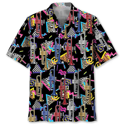 Retro Trumpet Hawaiian Shirt, custom shirt gift for men (view 2)