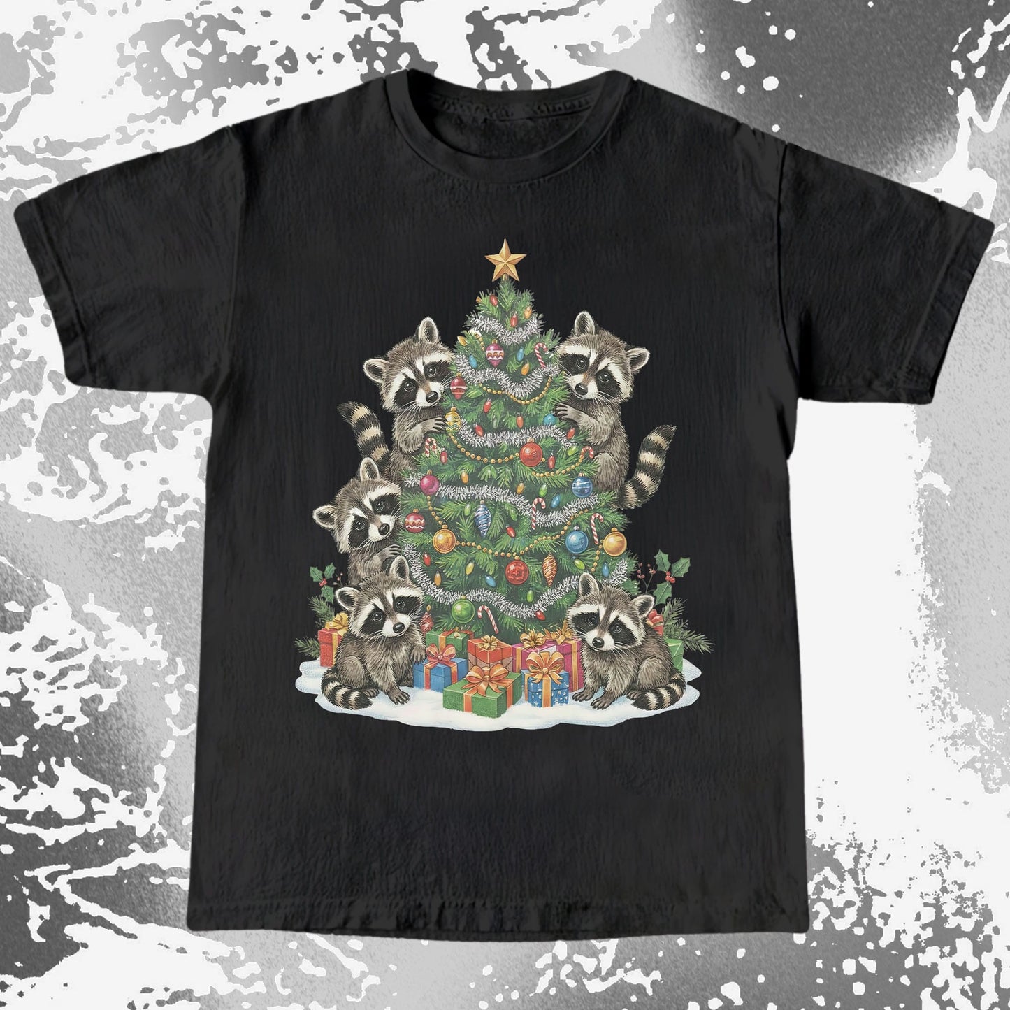 Raccoon Christmas Tree, funny meme tee gift (view 5)
