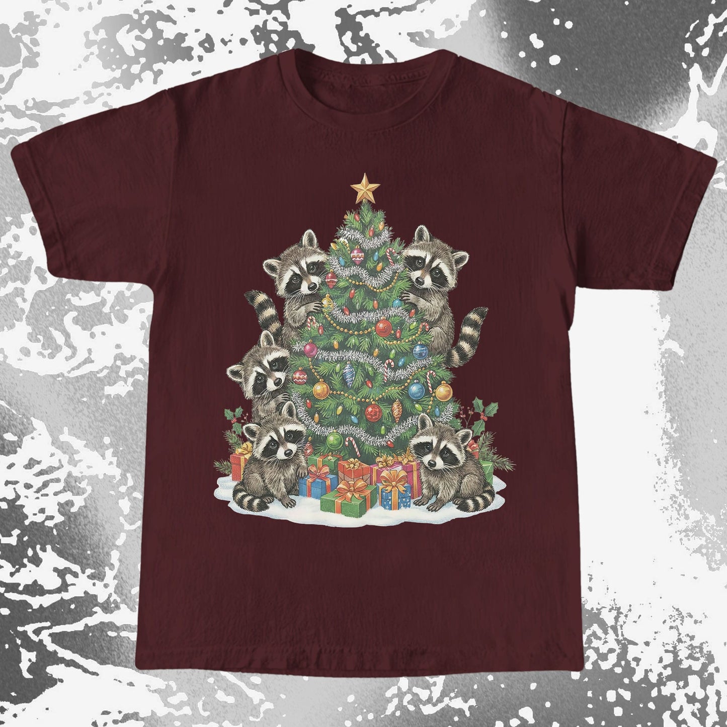 Raccoon Christmas Tree, funny meme tee gift (view 6)