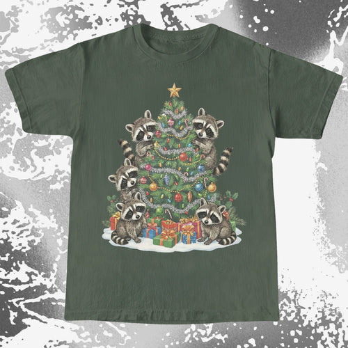 Raccoon Christmas Tree, funny meme tee gift