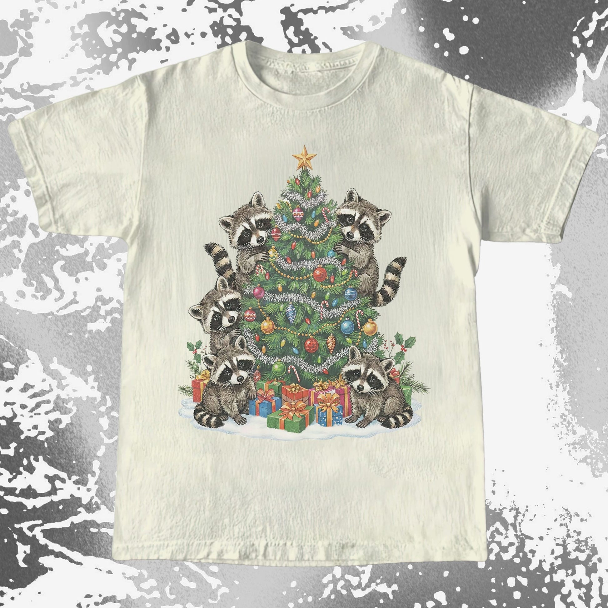 Raccoon Christmas Tree, funny meme tee gift (view 4)