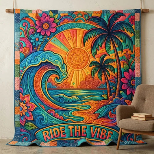 Ride the Vibe Quilt Blanket - Quilted Blanket by OtterMia