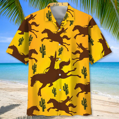 Rider Bucking Bronco Hawaiian Shirt, custom shirt gift for men