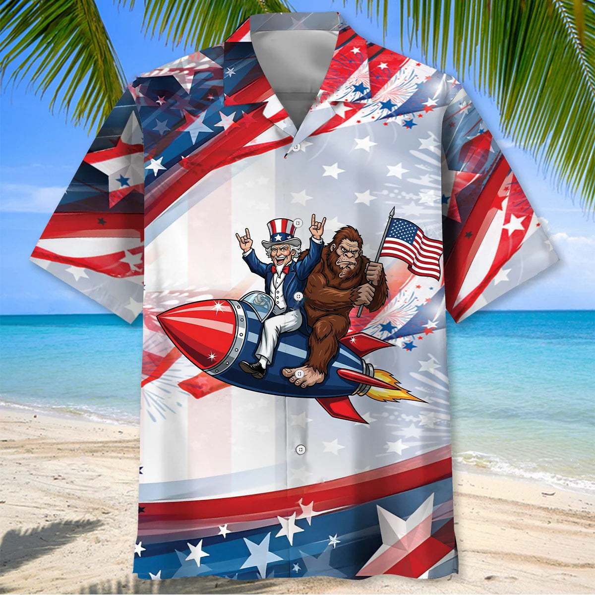 Riding Rocket Hawaiian Shirt, custom shirt gift for men (view 2)