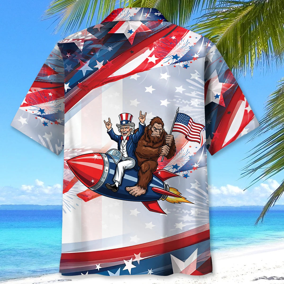 Riding Rocket Hawaiian Shirt, custom shirt gift for men (view 3)