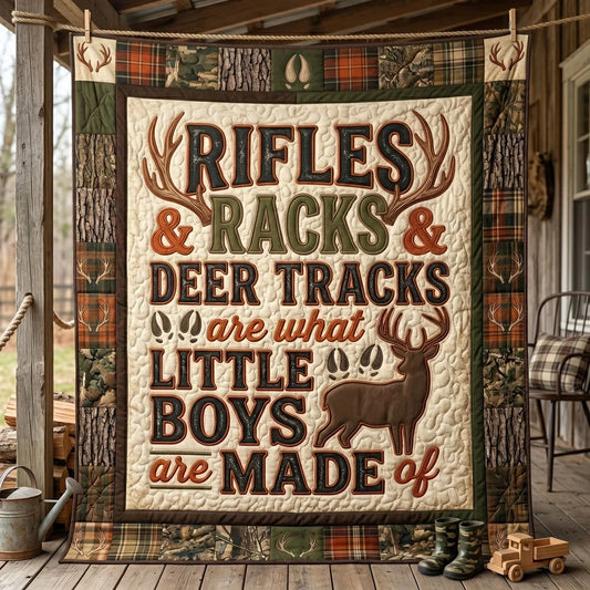 Rifles And Racks Quilt Blanket
