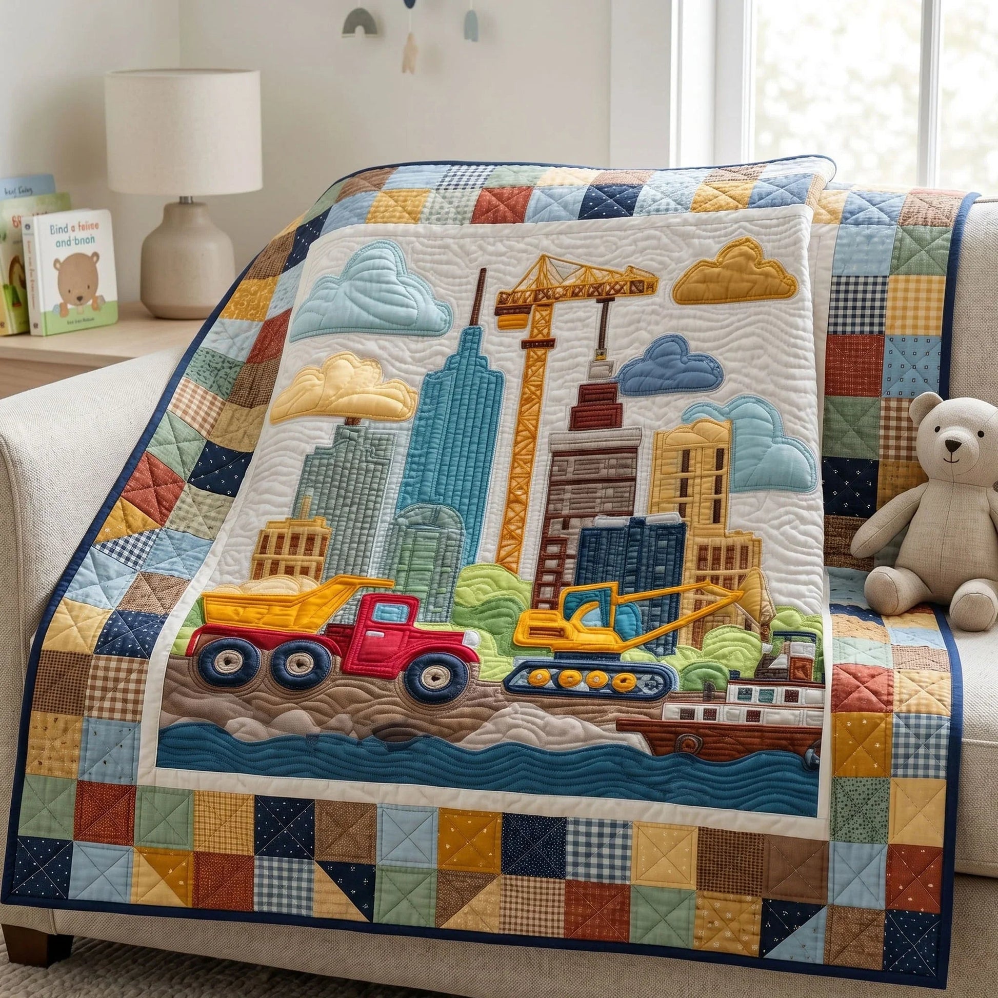 Road Crew Quilt Blanket - Quilted Blanket by OtterMia